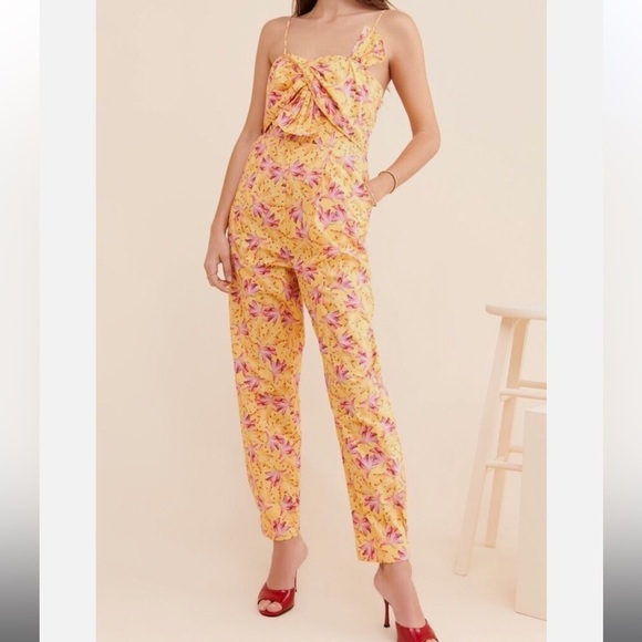 Farm Rio Banana Floral Jumpsuit 100% cotton size Small S Anthropologie NEW nwot - Picture 1 of 15